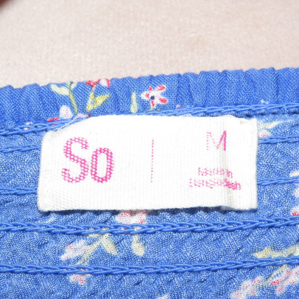 SO Blue Floral Print Smocked Bodice Sleeveless Girls Dress - Picture 5 of 7